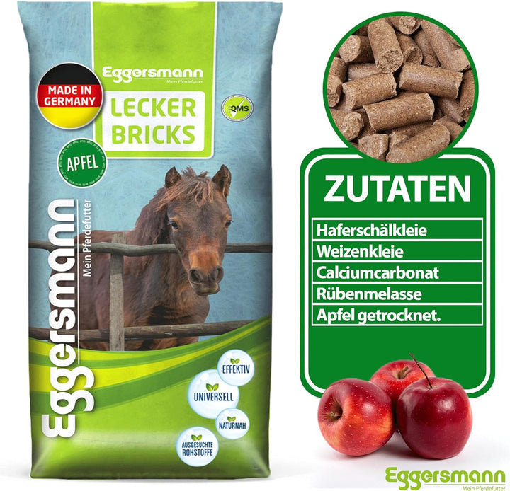 Eggersmann Mein Pferdefutter - Lecker Bricks Apfel 25 kg - Leckerlies für Pferde und Ponies zur Belo
