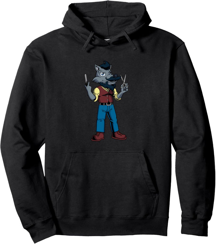 Cartoon Wolf ist der Barbier Pullover Hoodie