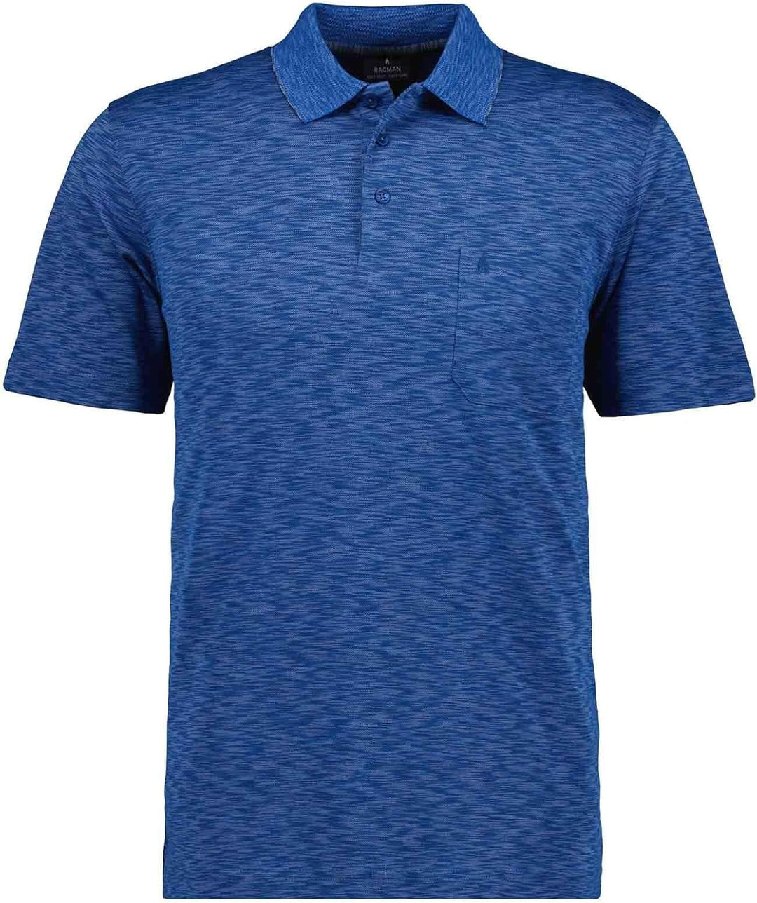 RAGMAN Herren Softknit-Polo mit Flamm-Optik M Blau-718, M Blau-718