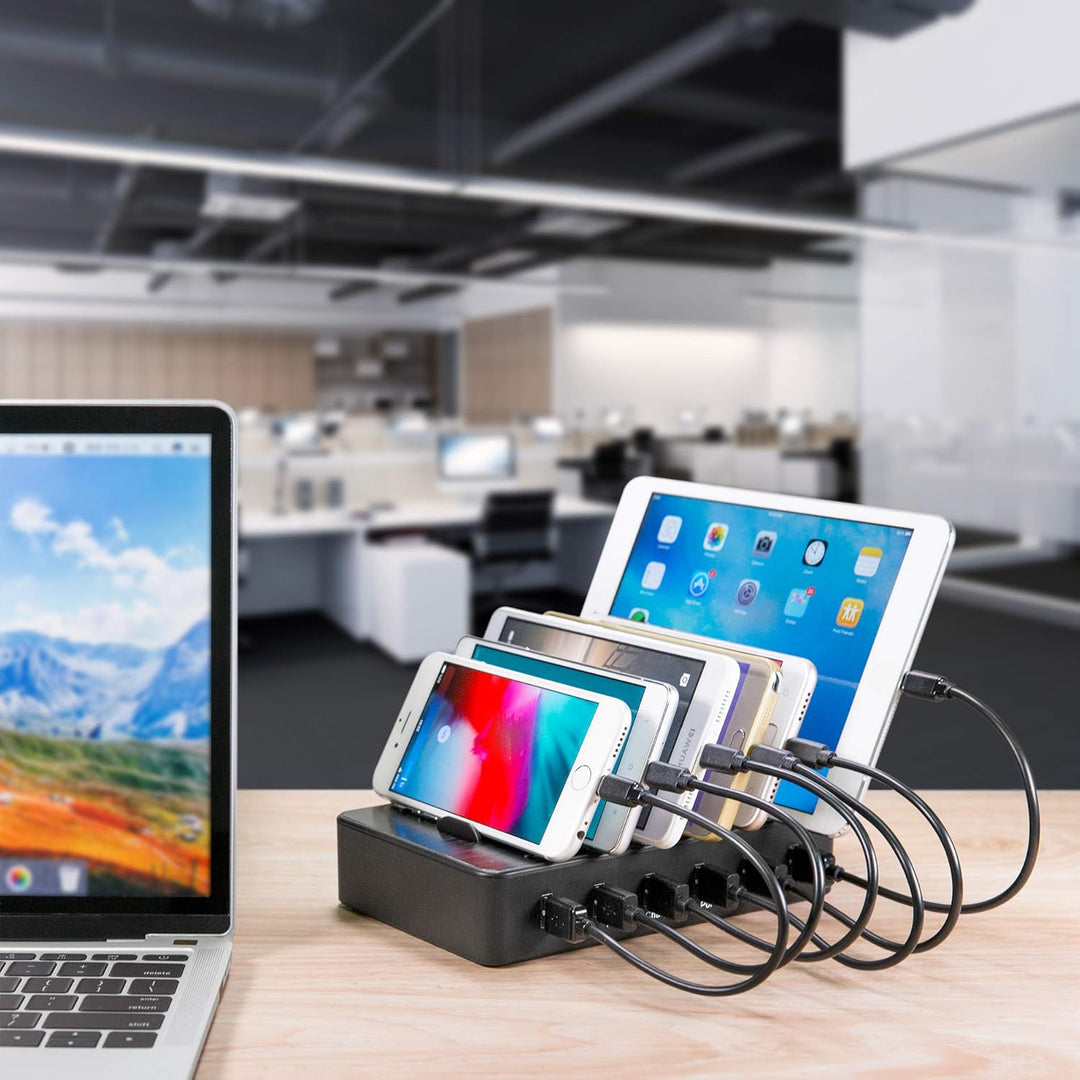 TechDot Handy USB Ladestation Ladestation Mehrere Geräte 6 Port USB Multi Ladestation für Handys Sma