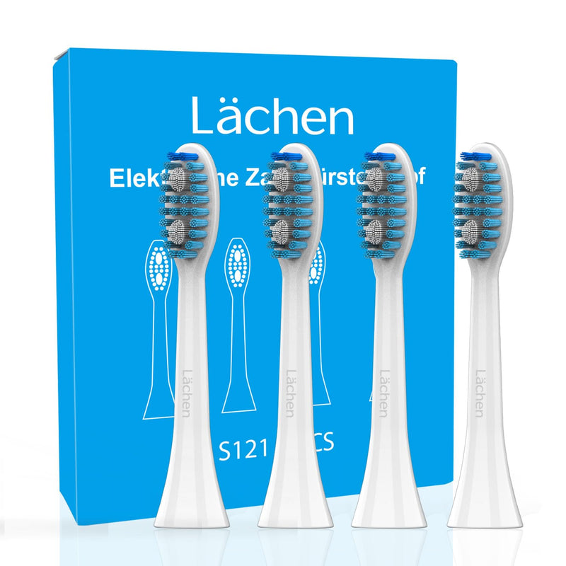 Lächen Standardbürstenkopf,Passend für alle elektrischen Zahnbürsten von Lächen, S121 Weiss, 4 Stück