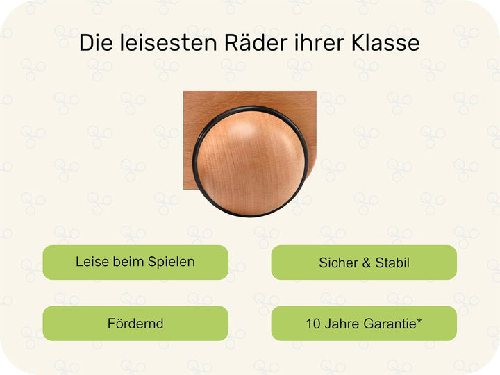 Rundys Holzspielzeug ab 2 Jahren Andi Auto – leises Auto auf Rädern – mit Gummiringen – nachhaltiges