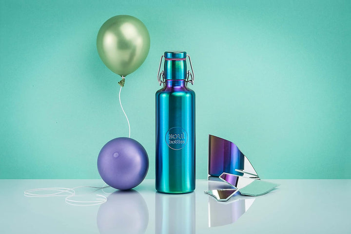 soulbottles Edelstahl-Trinkflasche 750 ml utopia • im Regenbogen-Design • 100% plastikfrei • federle