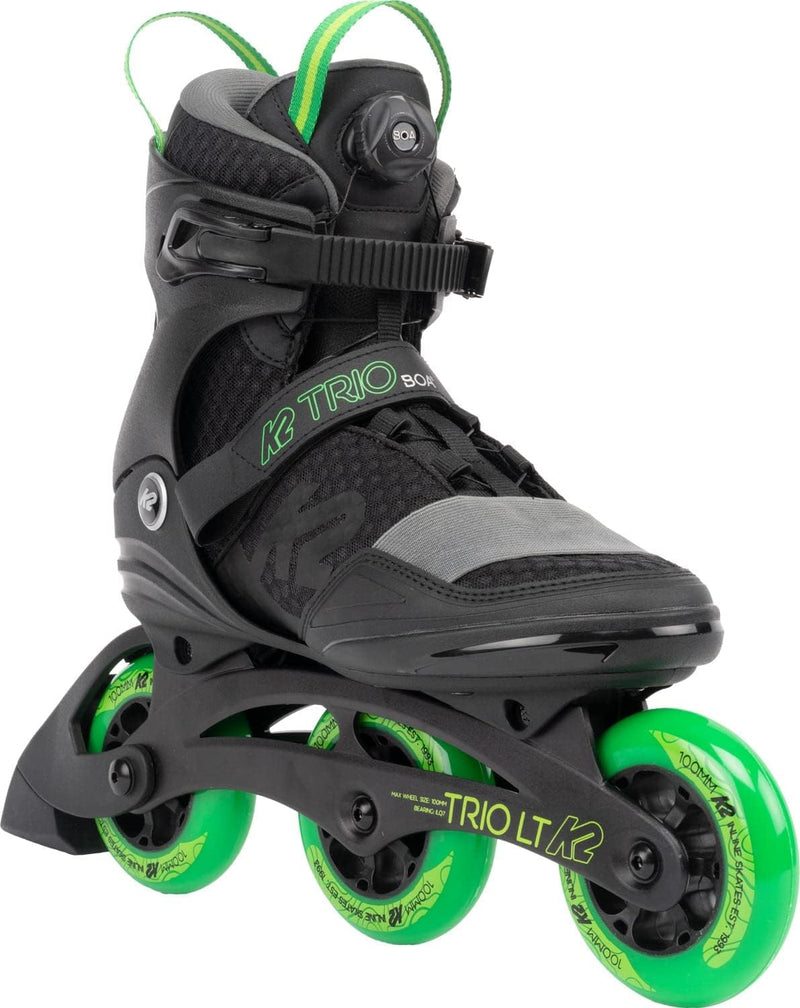 K2 Unisex – Erwachsene Trio Lt 100 Inline Skates EU: 45 (UK: 10.5 / US: 11.5) black - green, EU: 45