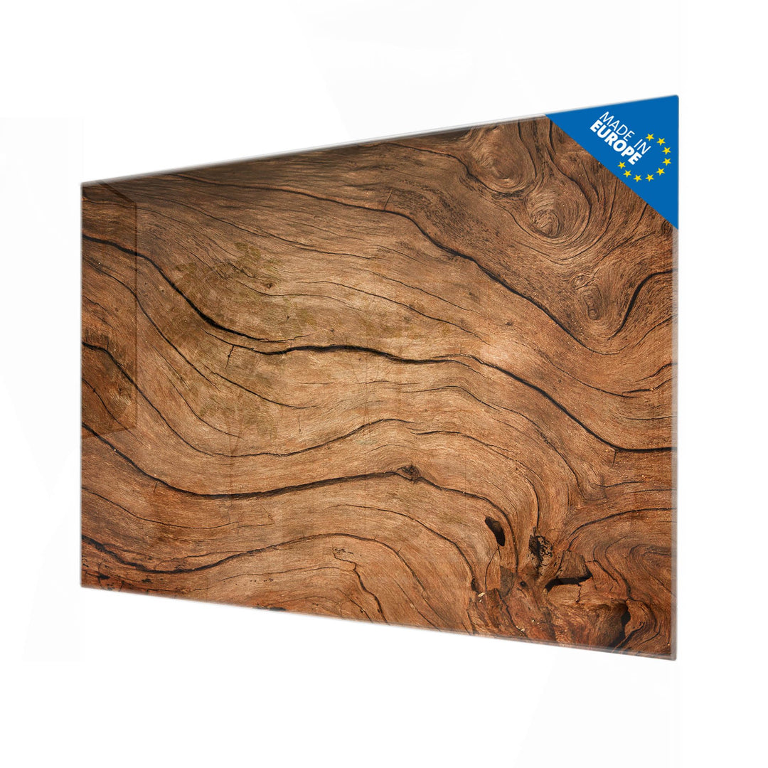 banjado® Glas Magnettafel mit 4 Magneten - Magnetwand 60x40cm mit Motiv Trockenes Holz - Memoboard/P