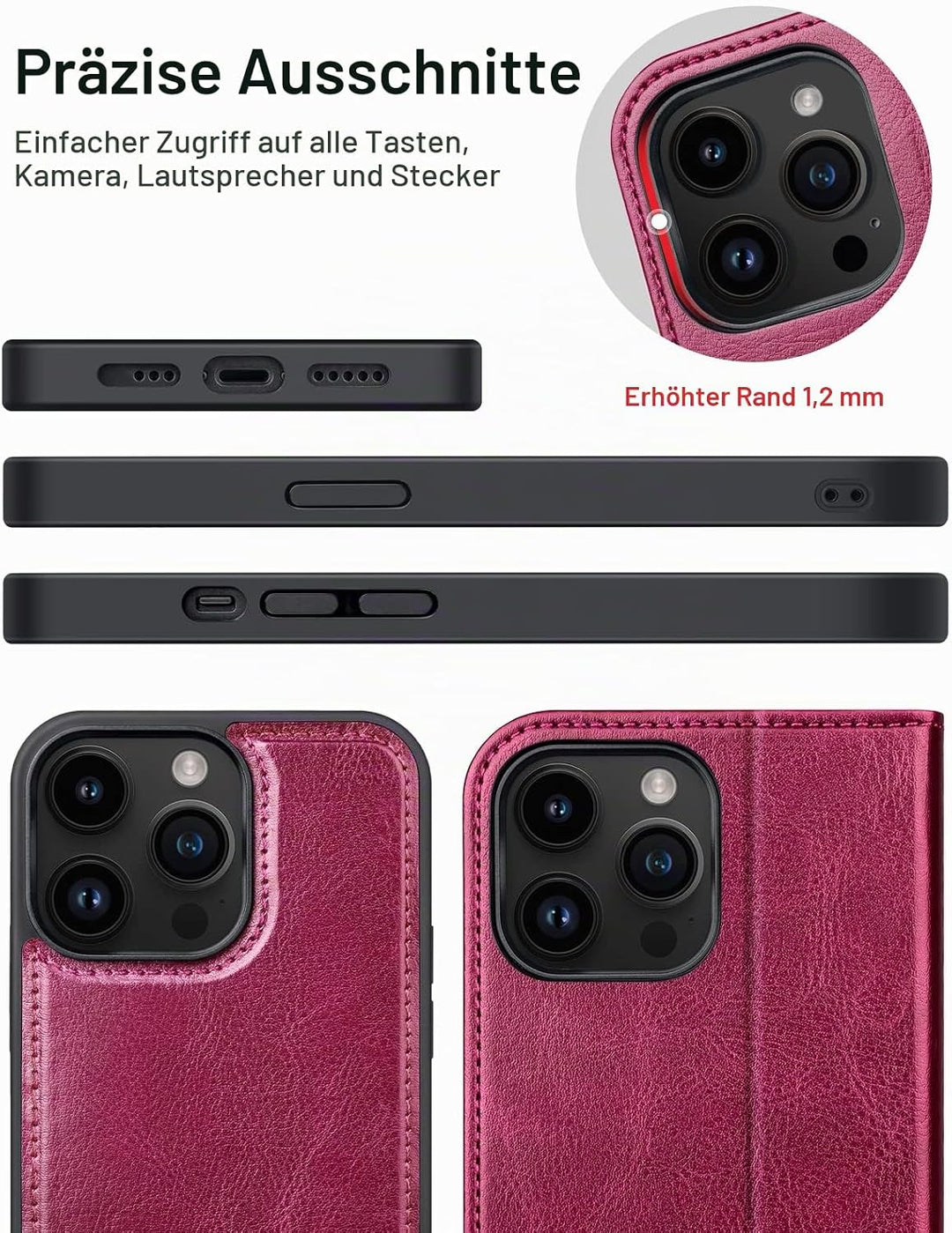 OCASE Hülle iPhone 14 Pro Max [Abnehmbare magnetische Hülle] [Kabelloses Laden] [Displayschutz] [Kar