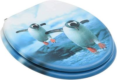 HOMIUSE Toilettensitze mit 2 Stk. MDF Pinguin-Design Toilettendeckel Wc Sitz Klobrille Wc Deckel Toi