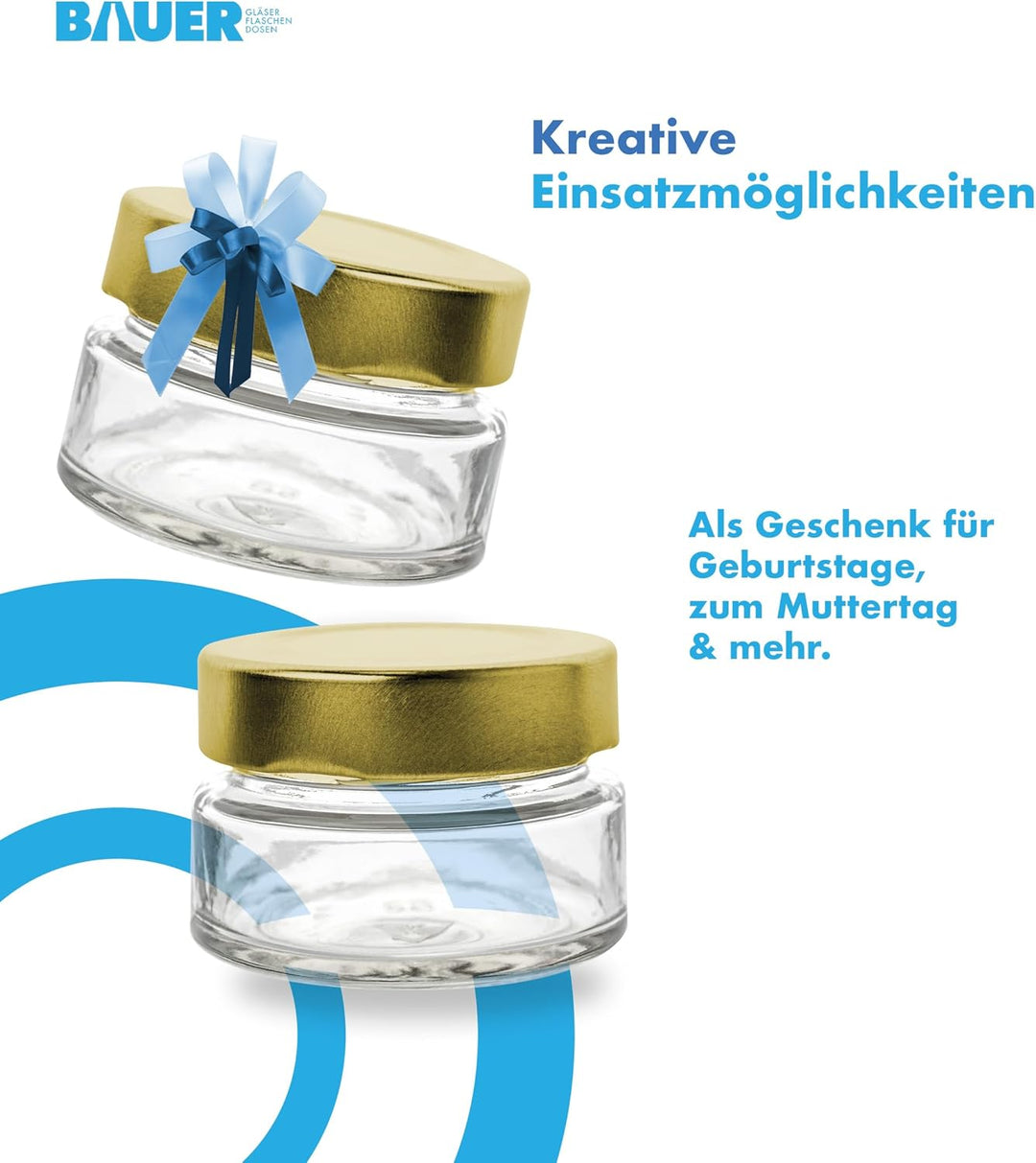Flaschenbauer - 12er Set Gewürzgläser Set 212ml - TO 66 Deep Mündung, Goldenen Deckel - Ideal für Ge