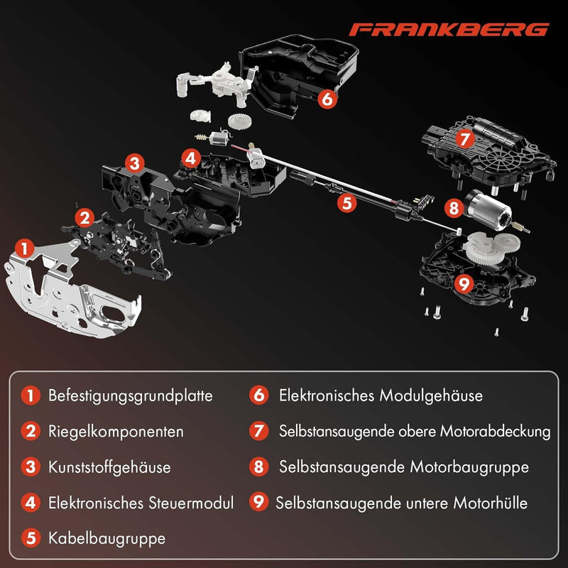 Frankberg Türschloss Stellmotor Vorne Rechts 2+7-Polig Kompatibel mit 5er F10 2009-2016 5er F10 F18