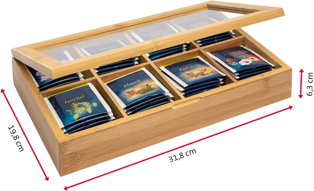 Westmark Teebox, mit 8 Fächern, Teatime, Bambus, 28 x 16 cm, 15732260 Einzeln Modell 2021, Einzeln M