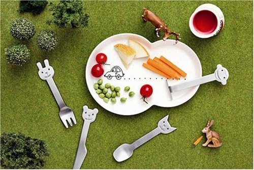 Gense Animal Friends Kinderbesteck 4 Teilen Matter Stahl, Matter Stahl