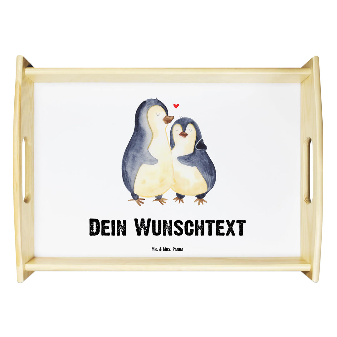 Mr. & Mrs. Panda Serviertablett personalisiert Pinguine Einschlafen - Personalisierte Geschenke, Ges
