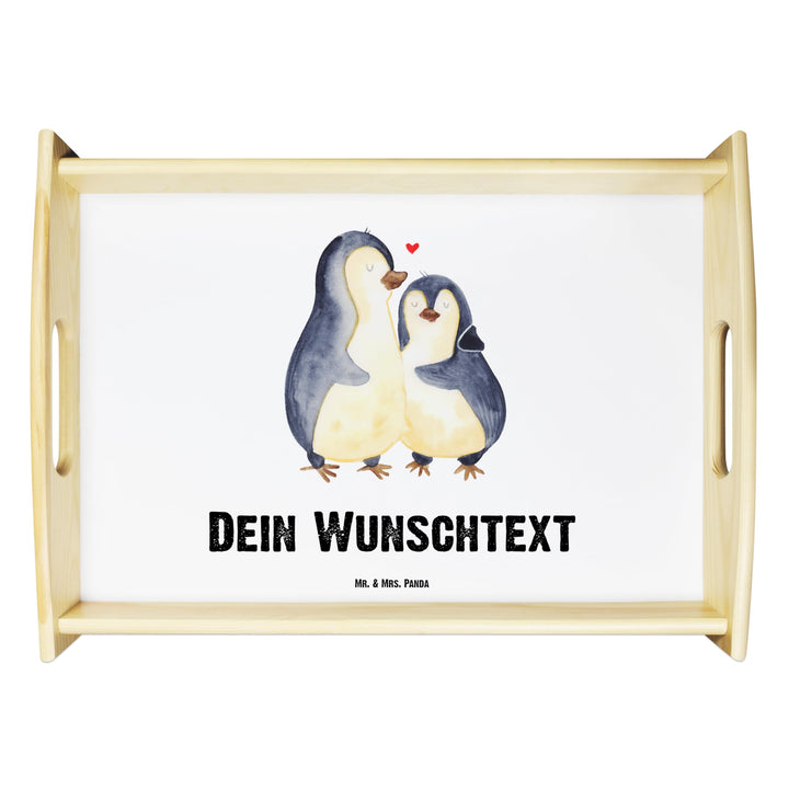 Mr. & Mrs. Panda Serviertablett personalisiert Pinguine Einschlafen - Personalisierte Geschenke, Ges
