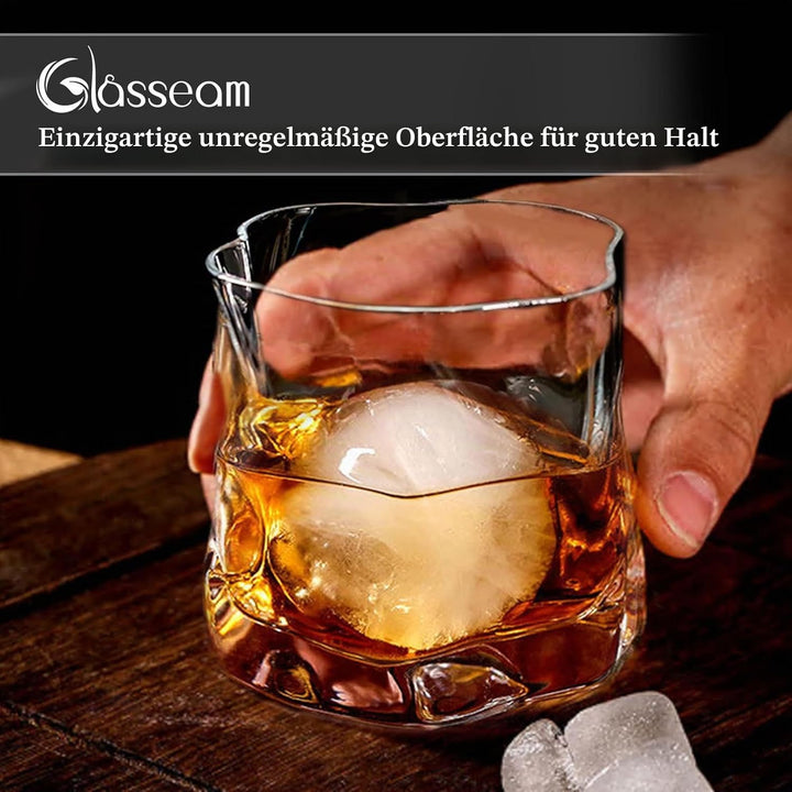 Unregelmässige Whiskygläser Set Mit 6 Gekippten Falten Scotch Glass 250Ml Modischer Whiskybecher Für