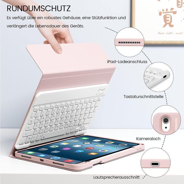Hülle mit Tastatur für iPad A16 11 Generation 2025/10 Generation 2022(11/10.9 Zoll), Soft TPU Rücksc