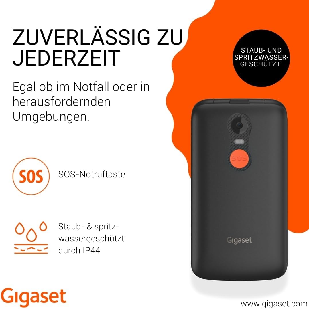 Gigaset GL595 Flip-Mobiltelefon – einfache Bedienung für Senioren, grosse Tasten & SOS-Notruftaste –