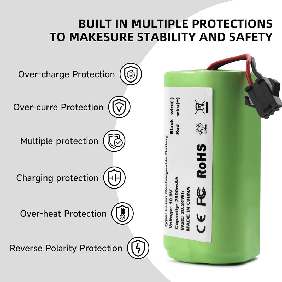 K KYUER 2800mAh Rechargable Akku für Lefant M501B Saugroboter | 10,8V Robot Vacuum Cleaner Battery w