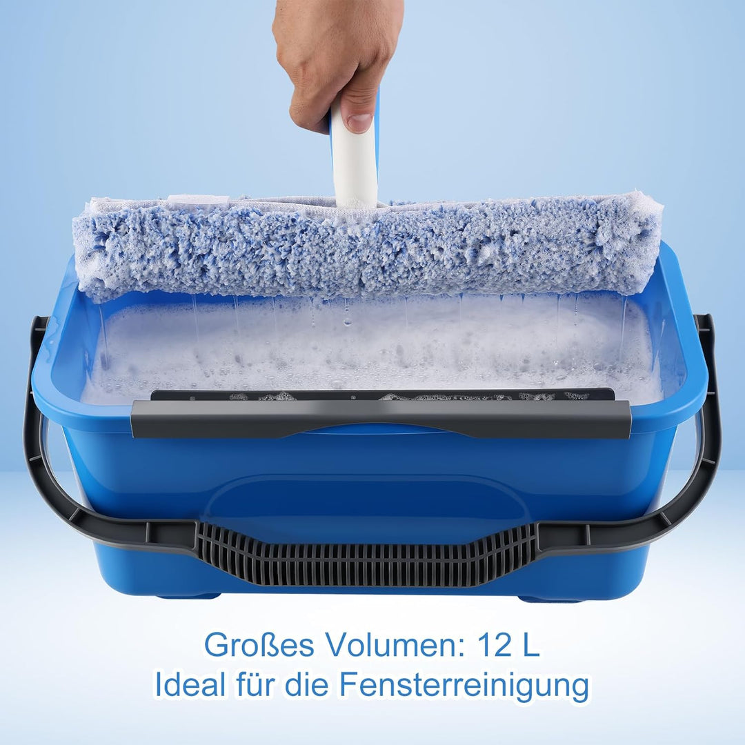 Mitclear Fensterreiniger Set, Profi Fensterputzer mit Eimer 12L, Fensterwischer 35CM, Fenster Einwas