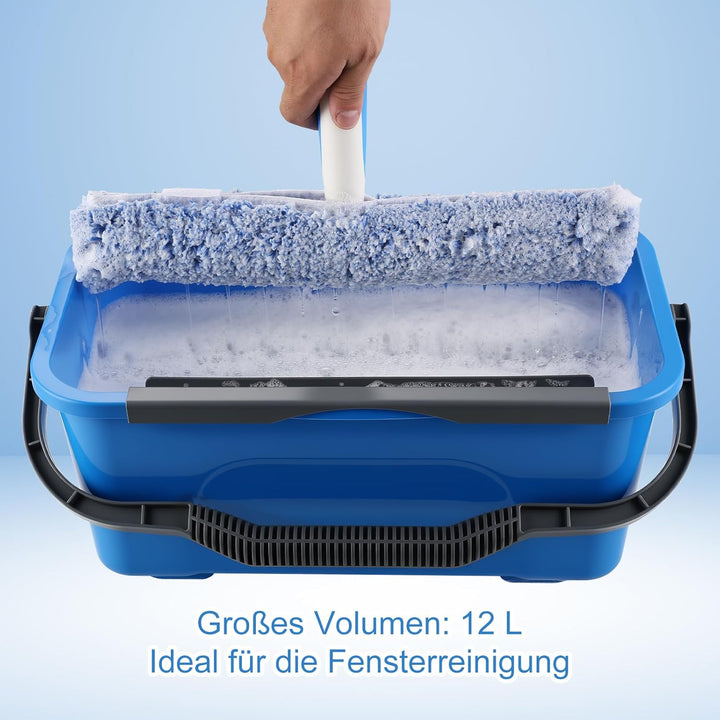 Mitclear Fensterreiniger Set, Profi Fensterputzer mit Eimer 12L, Fensterwischer 35CM, Fenster Einwas