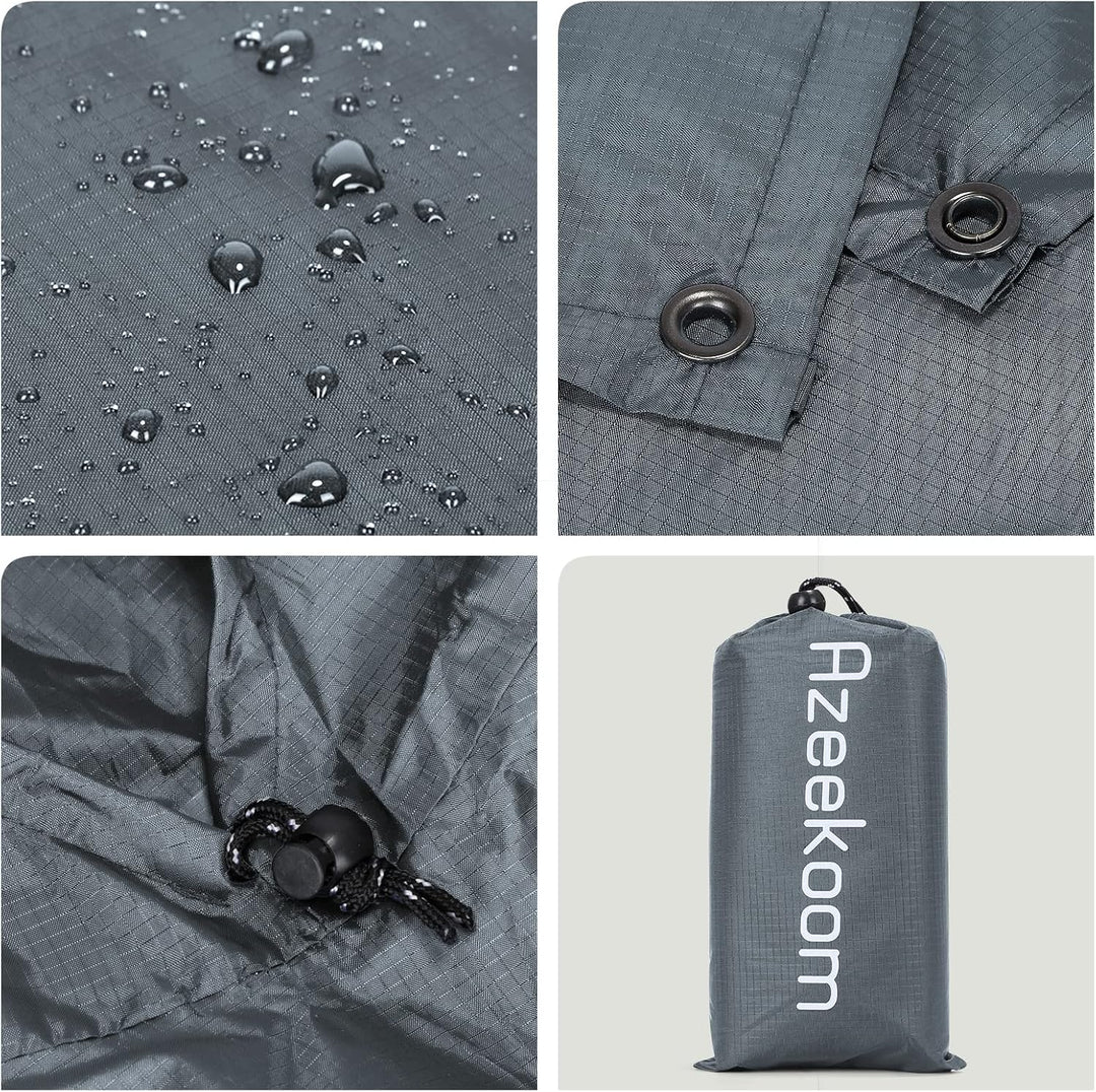 Azeekoom Regenjacke Regenponcho, Regenmantel Wasserdicht Unisex Camping Zelt Campingdecke 3 in 1 Mul