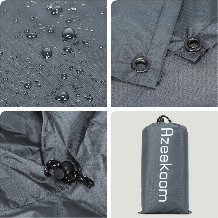 Azeekoom Regenjacke Regenponcho, Regenmantel Wasserdicht Unisex Camping Zelt Campingdecke 3 in 1 Mul