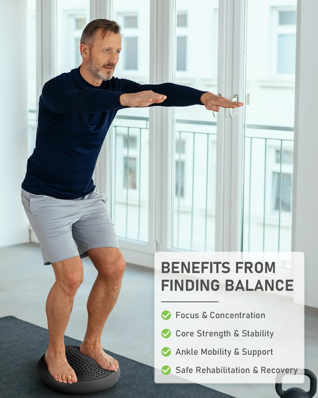 PhysKcal Balance Kissen Mit Pumpe, Comfy-Touch, 33cm Durchmesser, Wackel-Stabilitätskissen für Physi
