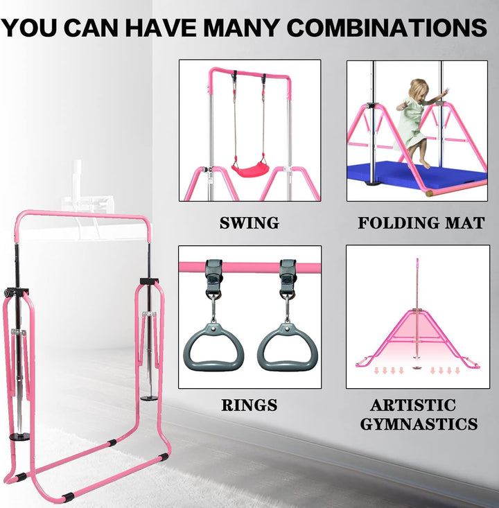 FINGER TEN Gymnastik Turnreck Kinder Gymnastics Bar, Horizontale Kip Stange Faltbar Turntrainingsger