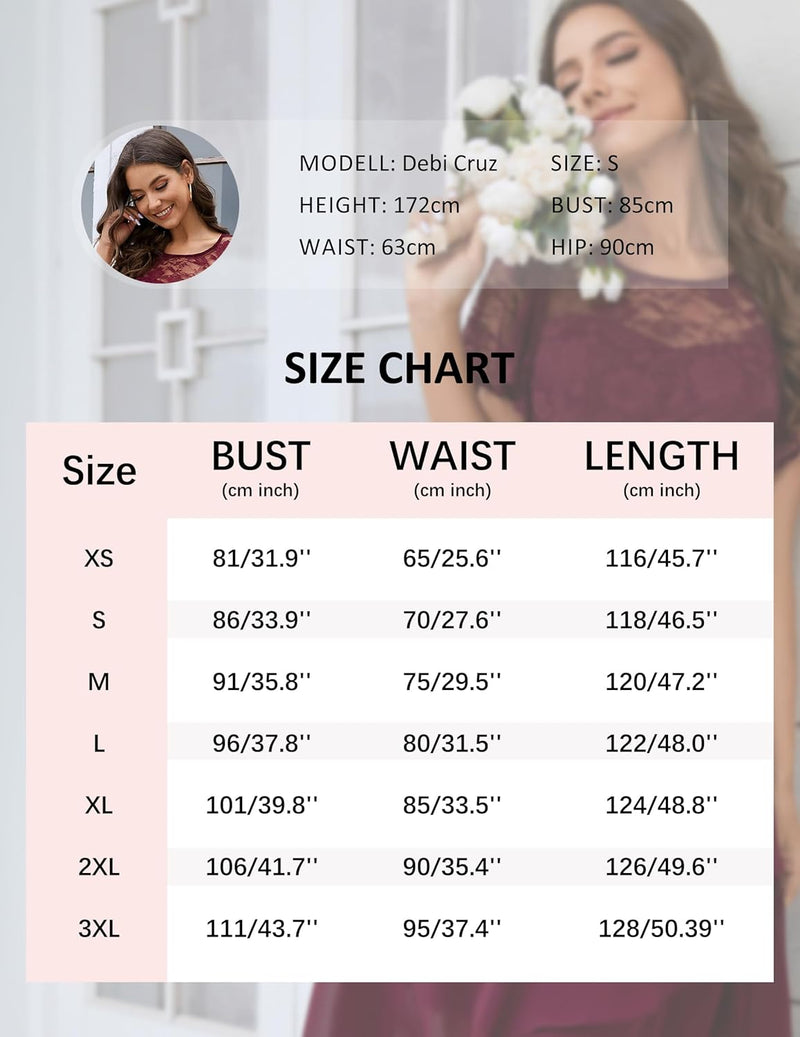 Wedtrend Abendkleid Damen Elegant für Hochzeit High Low Cocktailkleid Chiffonkleid mit Spitzen A Lin