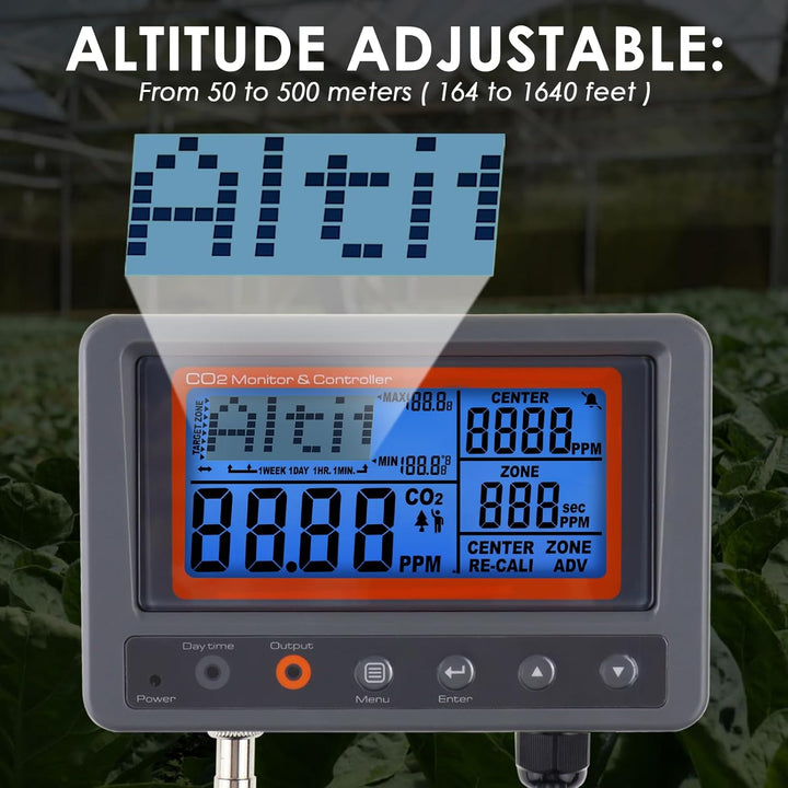 CO2 Controller Kohlendioxidregler CO2-Messgerät Monitor Tag und Nacht Relais Funktion, NDIR CO2 Sens