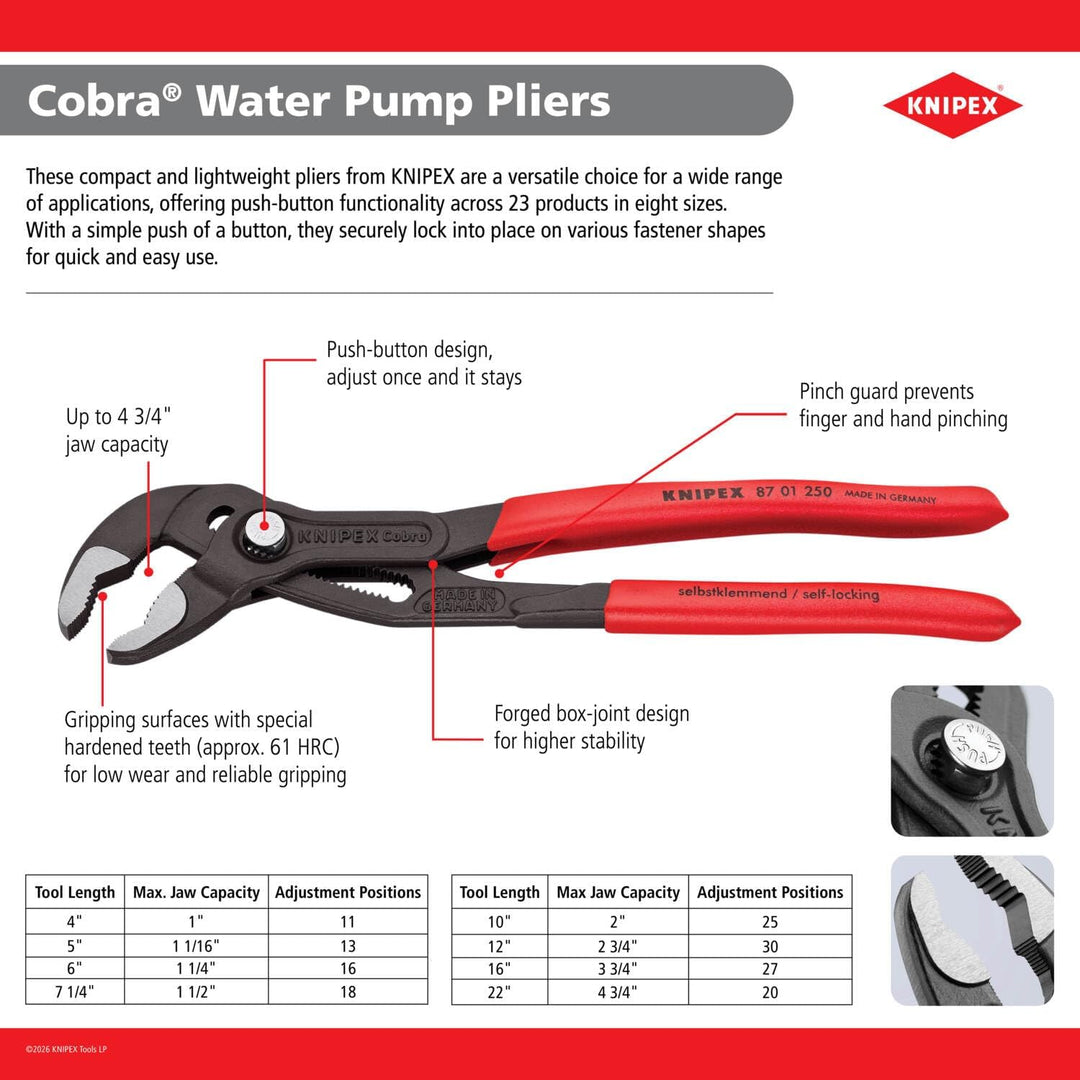 Knipex 87 11 250 Cobrazange mit Federgriff