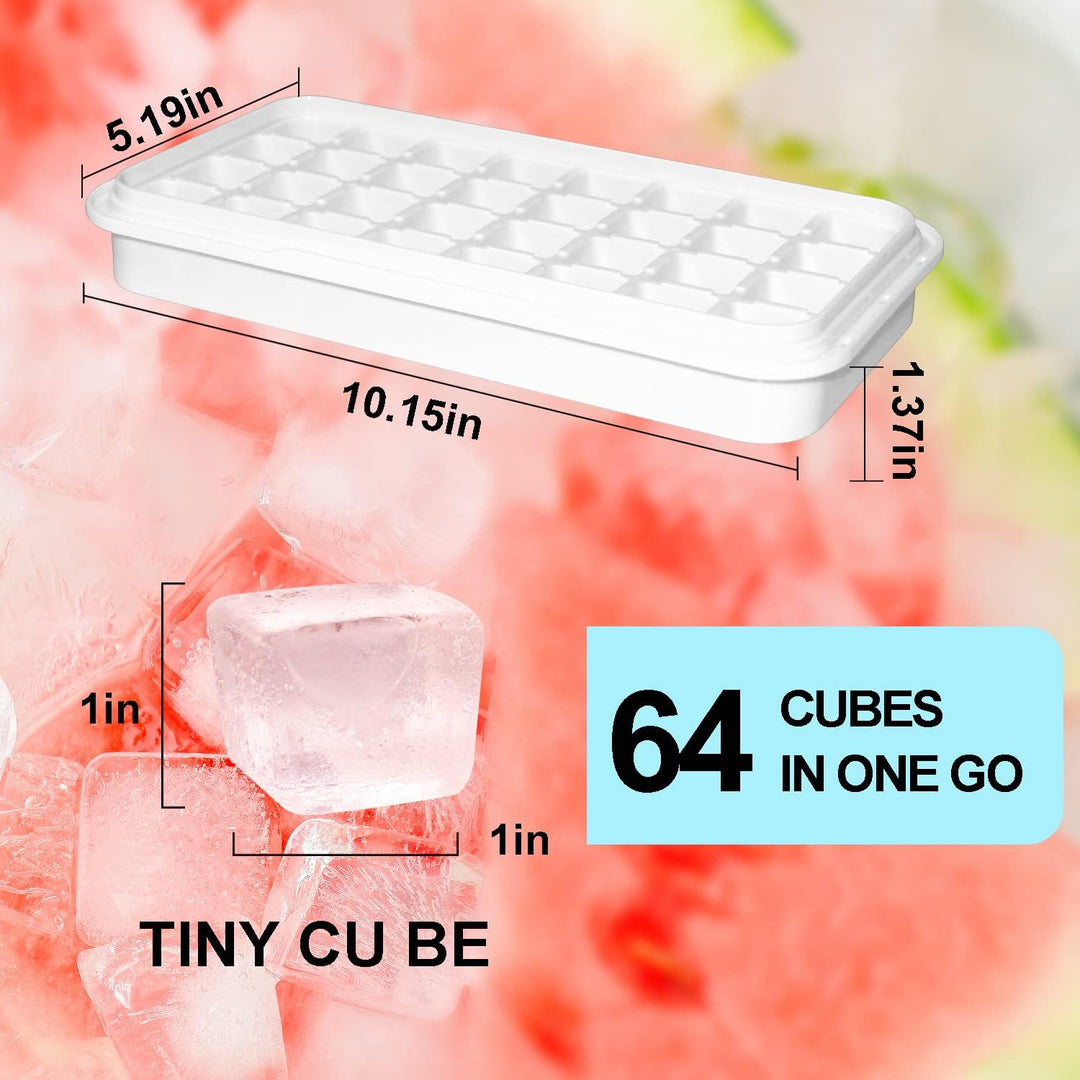 Eiswürfelbehälter mit Deckel und Behälter, 64 Stück Eiswürfel, einfaches Drücken, um das Eis zu löse