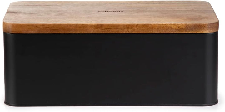HOMLA Lomas Brotaufbewahrungsbox Brotkasten Brotaufbewahrungsbehälter mit Akaziendeckel 33x18x13cm