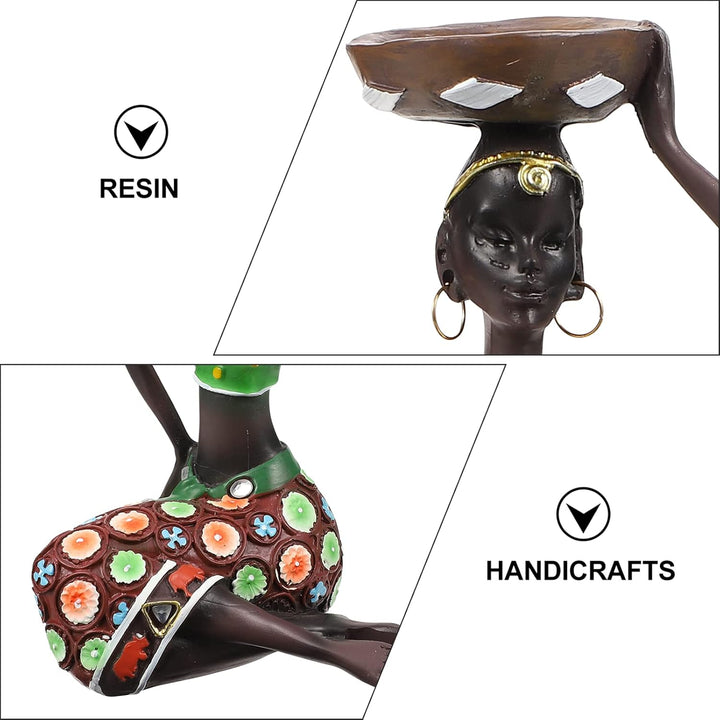 BESPORTBLE 2St dekorative Ornamente Afrikanische Kunstfiguren Kerzen Tablettdekor Schwarze Figuren H