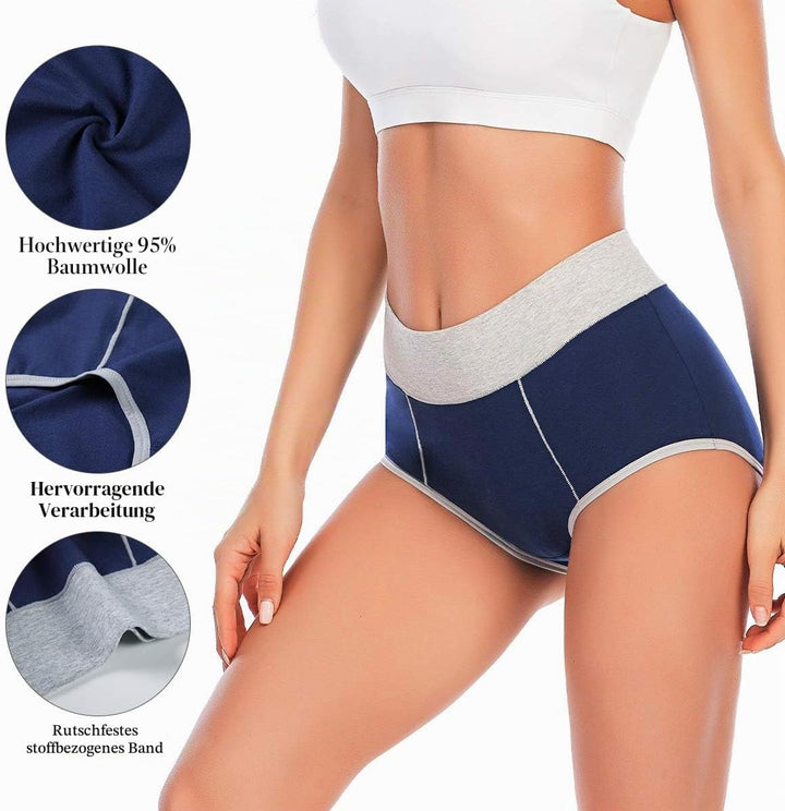Senllori Damen Unterwäsche, hohe Taille, Baumwolle, Bauchkontrolle, weiche volle Abdeckung Multipack