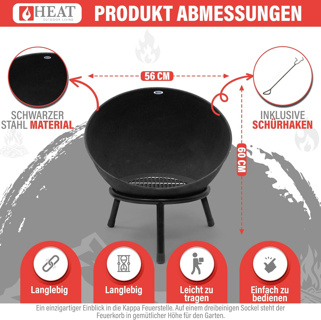 HEAT Outdoor Living Feuerkorb Kappa - Feuerschalen für den Garten - Feuerstelle Outdoor & Feuertonne