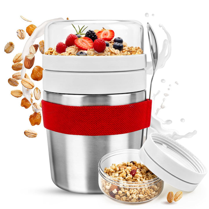 MplehDa Edelstahl Müslibecher to go 500 ml + 220 ml Joghurt und Müsli to go Becher Jogurtbecher für