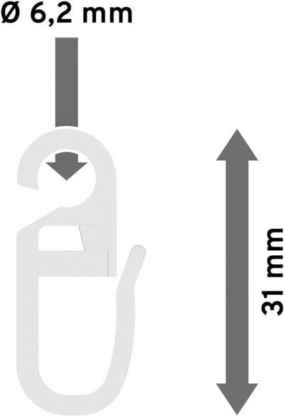 Interdeco Gardinenringe mit Gleiteinlage und Faltenhaken, Ringe in Chrom für Gardinenstangen 20 mm Ø
