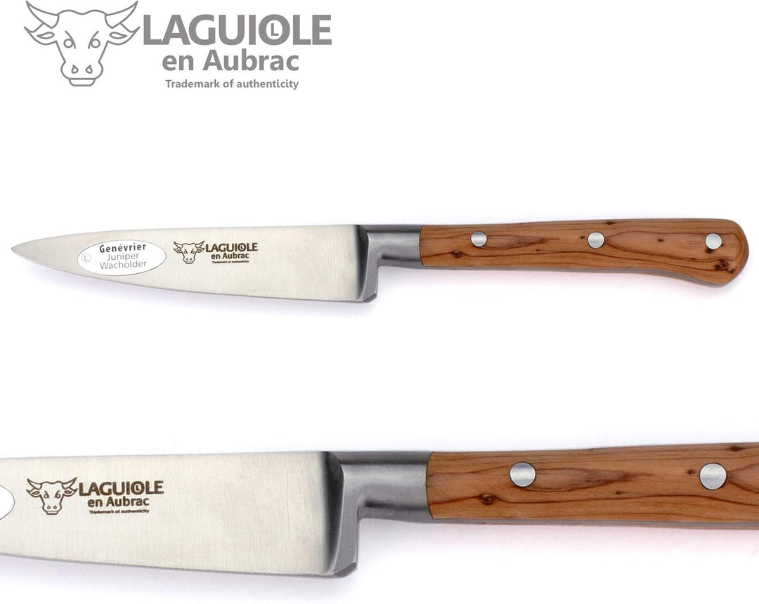 Laguiole en Aubrac - Messerblock aus Eiche - magnetisch - Kochmesser Set 5-teilig - Griff Wacholder