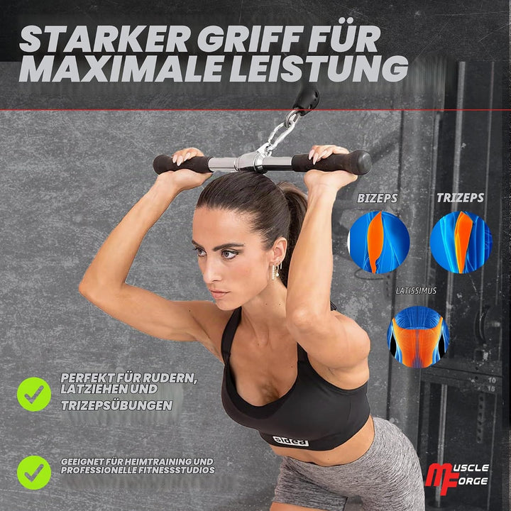 MuscleForge® Aufsatz für Latzug, Seilzug, Griff mit Drehbarem für Kabelmaschine, Kabelzug Griff für