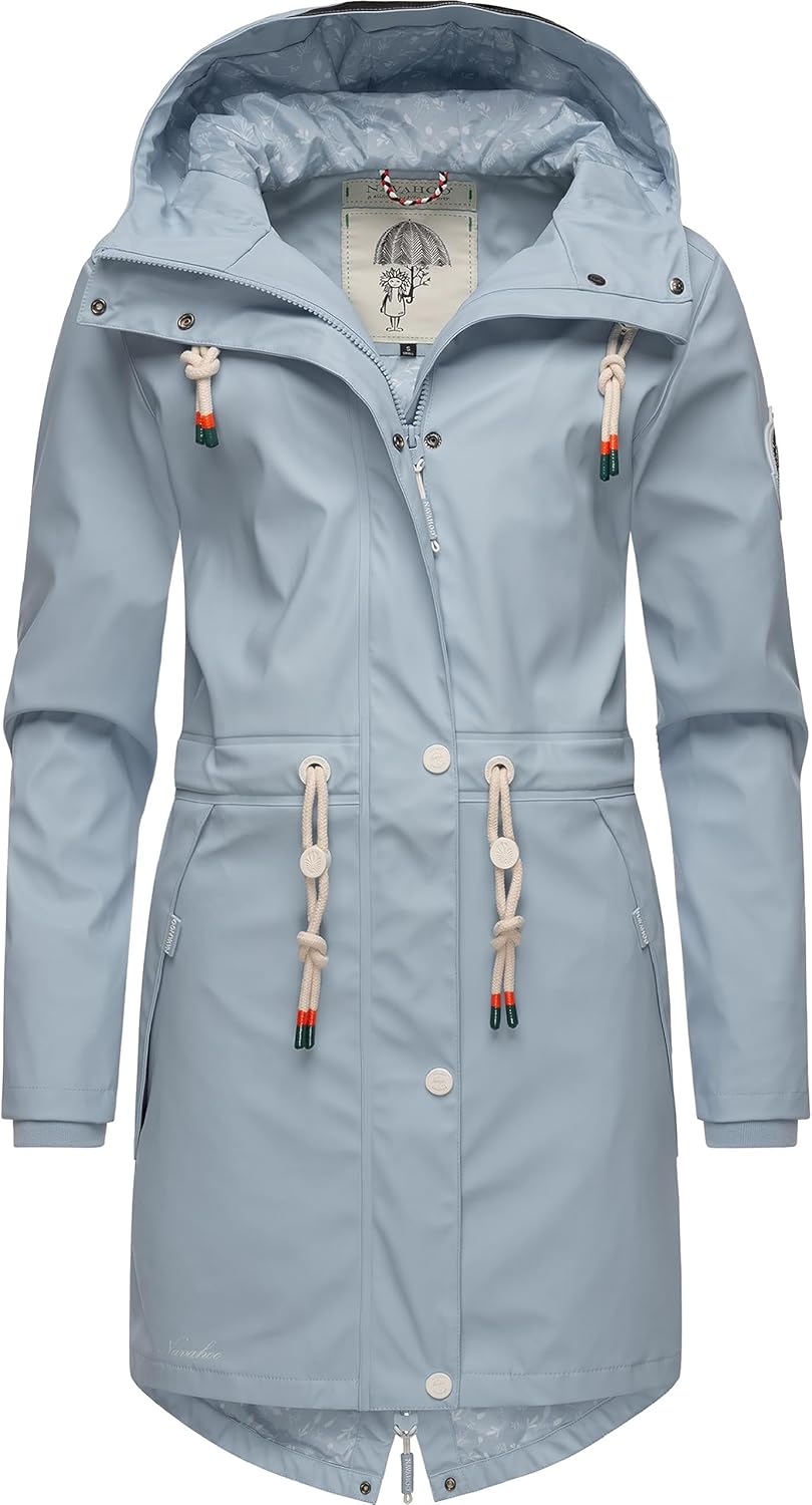 Navahoo Damen Übergangsjacke Regenmantel wasserdicht lang mit Kapuze Tropical Stormoo XS-3XL XS Baby