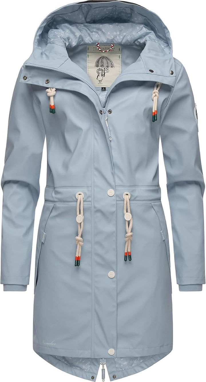 Navahoo Damen Übergangsjacke Regenmantel wasserdicht lang mit Kapuze Tropical Stormoo XS-3XL XS Baby