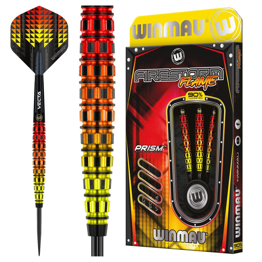WINMAU Firestorm Flame Professionelles Wolfram-Dart-Set mit Flights und Schäften (Shafts) 25G Zulauf