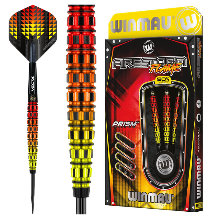 WINMAU Firestorm Flame Professionelles Wolfram-Dart-Set mit Flights und Schäften (Shafts) 25G Zulauf