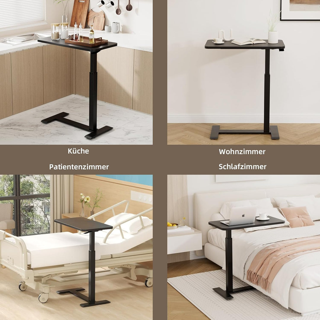 Betttisch auf Rollen Höhenverstellbar, Mobiler Pflegetisch mit Versteckten Rollen Stehpult Laptoptis