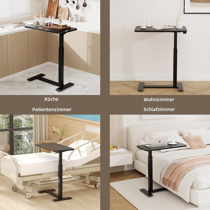 Betttisch auf Rollen Höhenverstellbar, Mobiler Pflegetisch mit Versteckten Rollen Stehpult Laptoptis