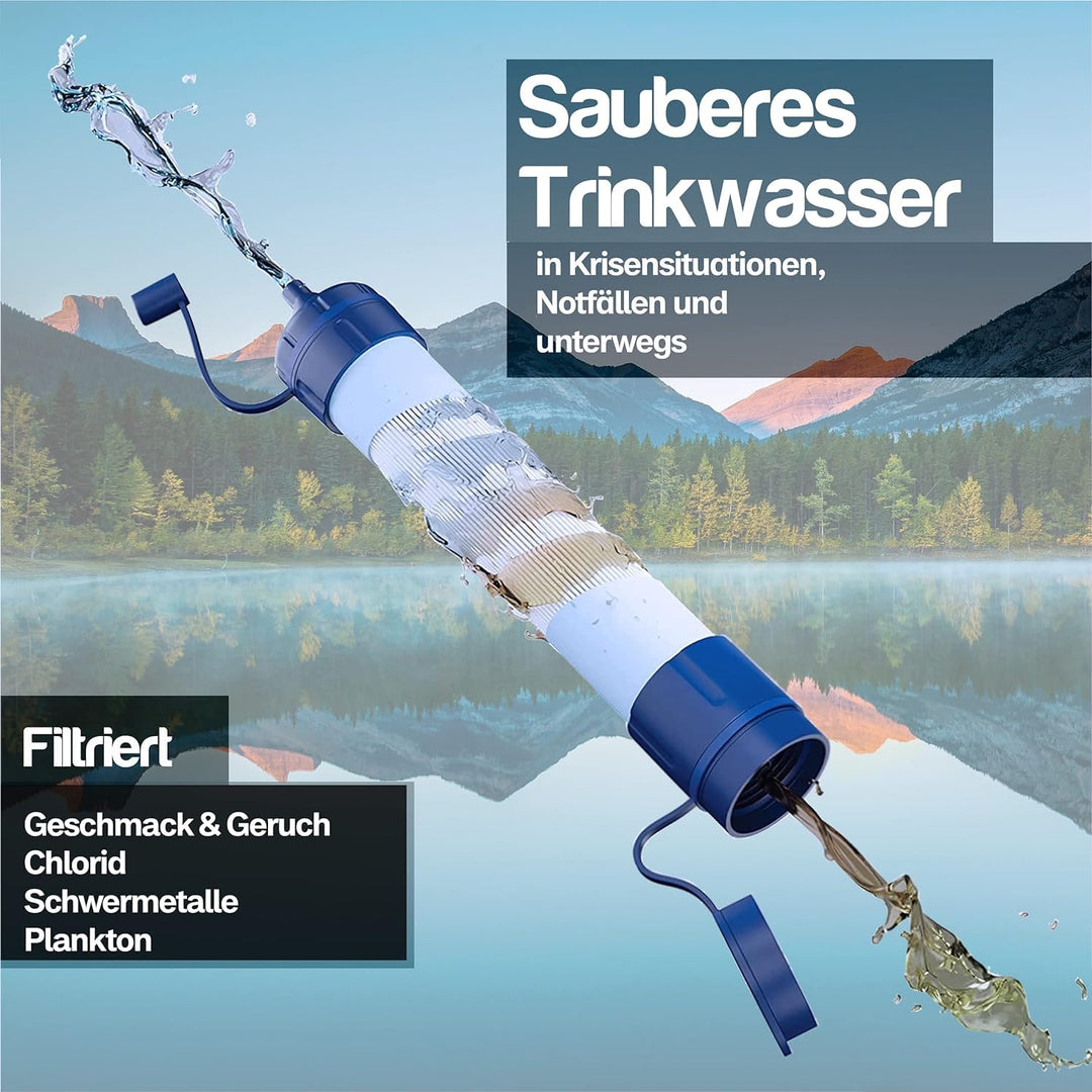 AQUAB® Wasserfilter Outdoor Survival Militär Camping für 4500L Trinkwasser | entfernt 99,99% aller B