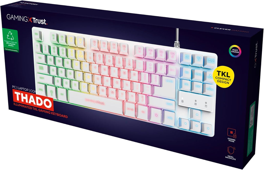 Trust Gaming GXT 833W Thado TKL Tastatur Deutsches QWERTZ Layout, Kompakte 80% USB Gaming Tastatur a