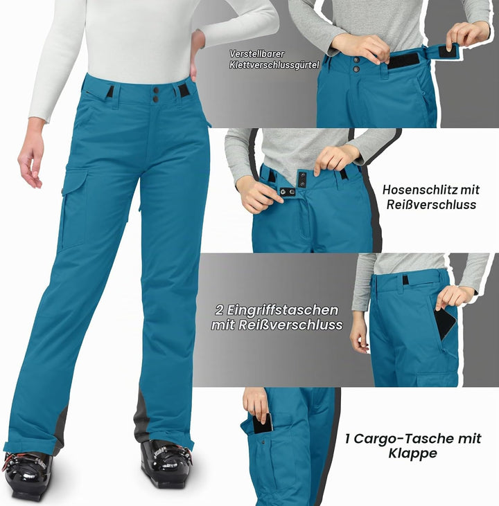 33,000ft Damen Skihose Outdoorhose Wasserdicht Winddichte Softshellhose Warme Gefütterte Thermohose