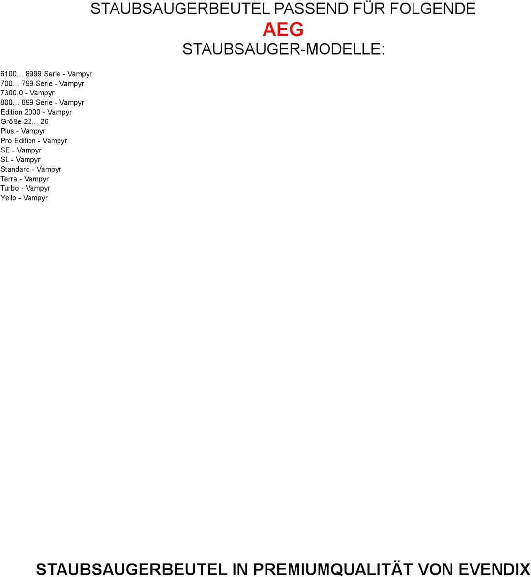 10 Staubsaugerbeutel kompatibel mit AEG 6100... 8999 Serie - Vampyr, 10 Staubbeutel + 2 Mikro-Filter