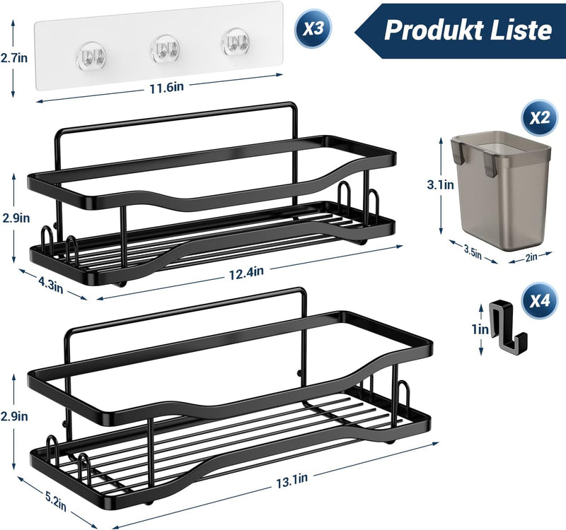 FINIBO Duschablage Ohne Bohren, 2 Stück Selbstklebend Badregal Badezimmer Organizer, Duschregal Edel